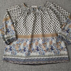 Tantrums Floral Boho Tunic Blouse Multicolor Flowy Relaxed Womens XXL